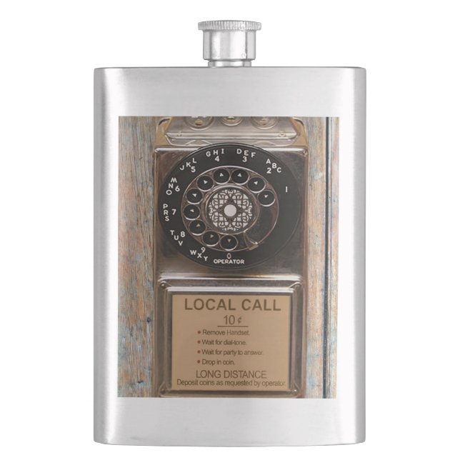 Telephone antique rotary pay phone rugged hip flask (Front)