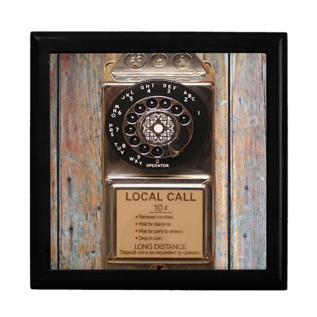 Telephone antique rotary pay phone rugged jewelry box (Front)