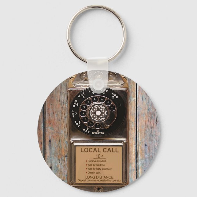 Telephone antique rotary pay phone rugged keychain (Front)