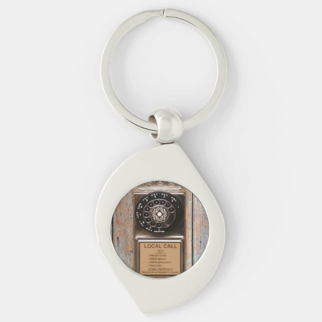 Telephone antique rotary pay phone rugged keychain (Front)