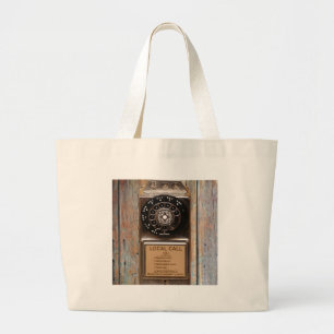 Telephone antique rotary pay phone rugged large tote bag