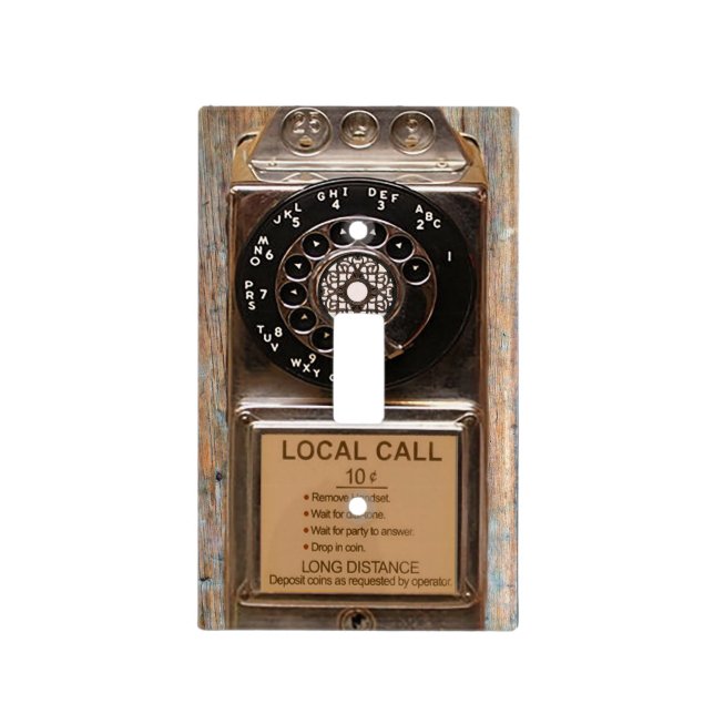 Telephone antique rotary pay phone rugged light switch cover (Front)