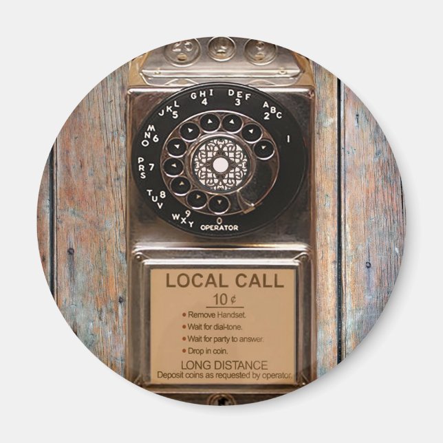 Telephone antique rotary pay phone rugged magnet (Front)