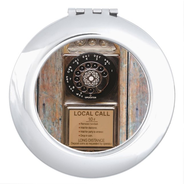 Telephone antique rotary pay phone rugged makeup mirror (Front)
