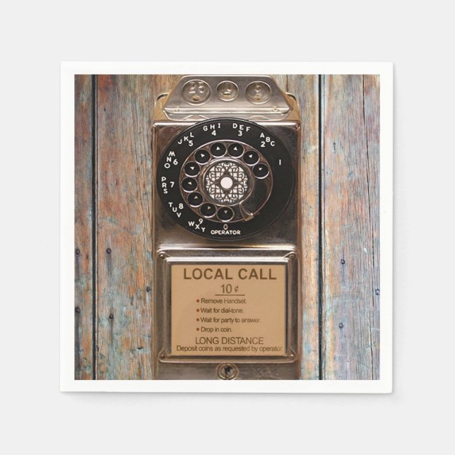 Telephone antique rotary pay phone rugged napkins (Front)