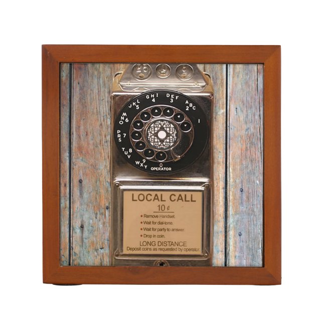 Telephone antique rotary pay phone rugged pencil holder (Front)