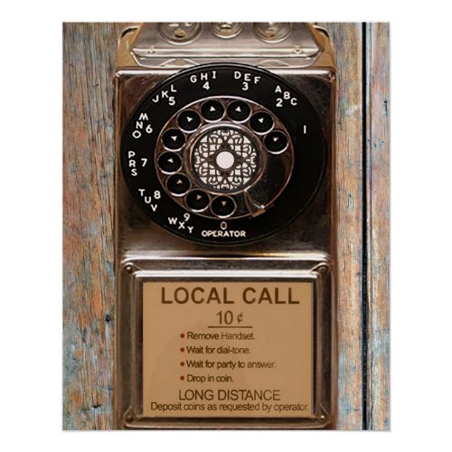 Telephone antique rotary pay phone rugged poster