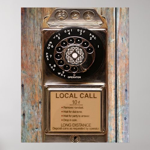 Telephone antique rotary pay phone rugged poster