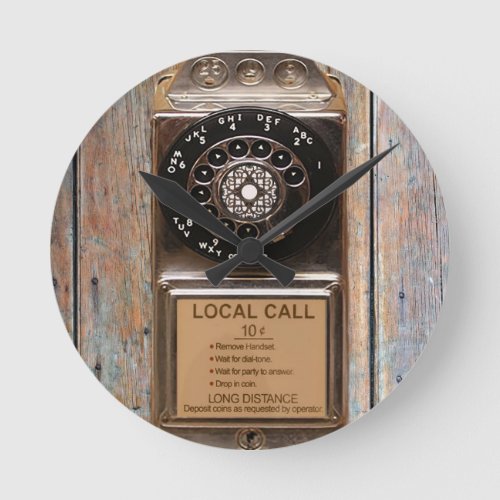 Telephone antique rotary pay phone rugged round clock
