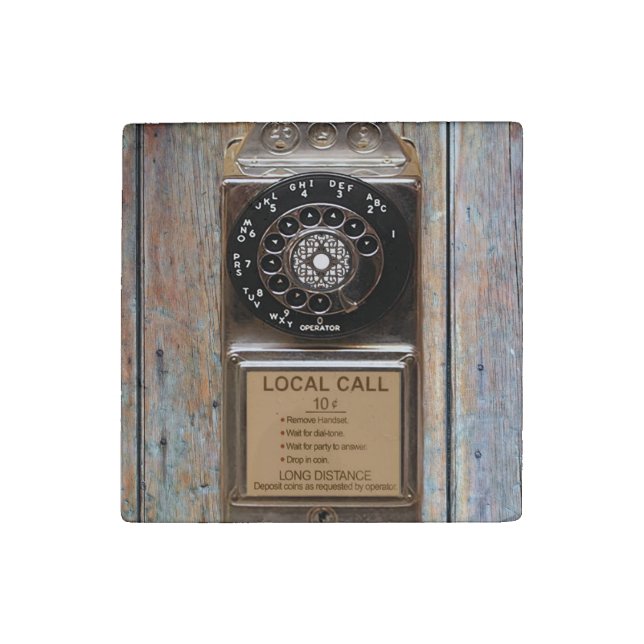 Telephone antique rotary pay phone rugged stone magnet (First Magnet)