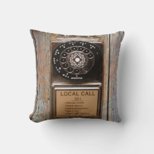 Telephone antique rotary pay phone rugged throw pillow