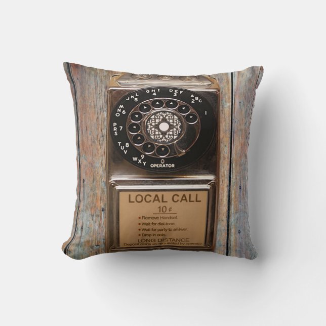 Telephone antique rotary pay phone rugged throw pillow (Front)