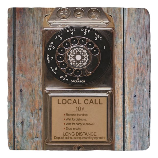 Telephone antique rotary pay phone rugged trivet (Front)