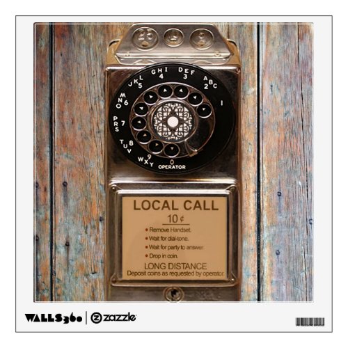 Telephone antique rotary pay phone rugged wall decal