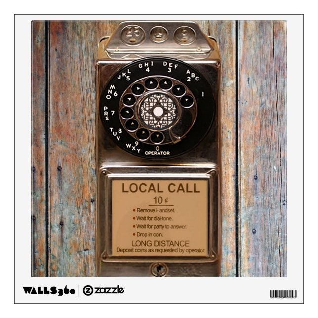 Telephone antique rotary pay phone rugged wall decal (Front)