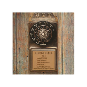Telephone antique rotary pay phone rugged wood wall art