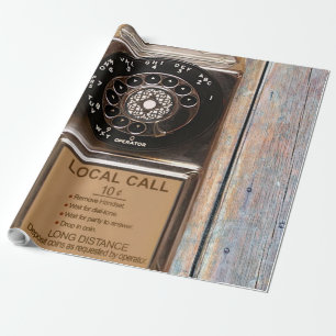 Telephone antique rotary pay phone rugged wrapping paper