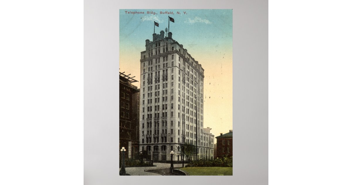 Telephone Building, Buffalo NY 1915 Vintage Poster Zazzle