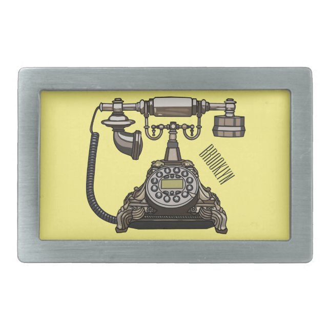 Telephone cartoon illustration belt buckle (Front)