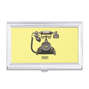 Telephone cartoon illustration business card case