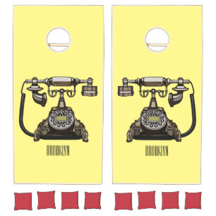 Telephone cartoon illustration cornhole set