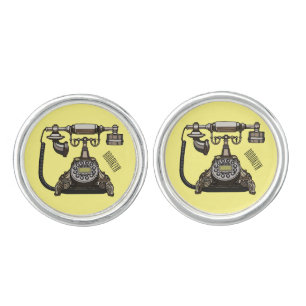 Telephone cartoon illustration cufflinks