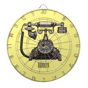 Telephone cartoon illustration dart board