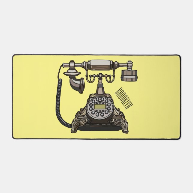 Telephone cartoon illustration desk mat (Front)