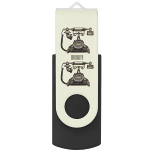 Telephone cartoon illustration flash drive
