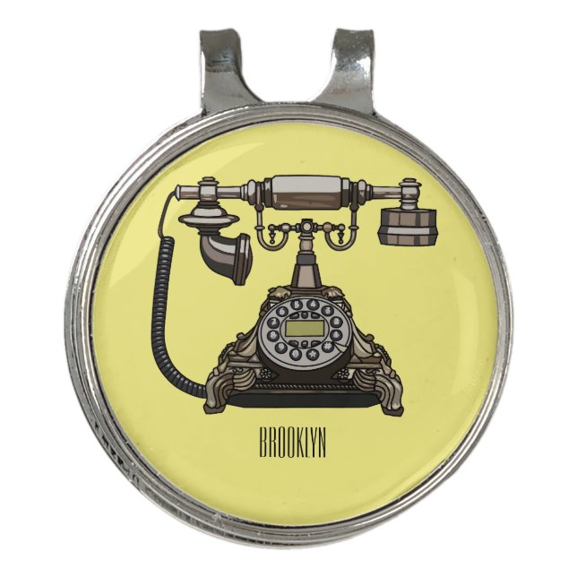 Telephone cartoon illustration golf hat clip (Front)