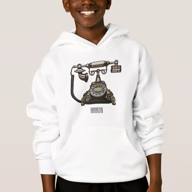 Telephone cartoon illustration hoodie (Front)