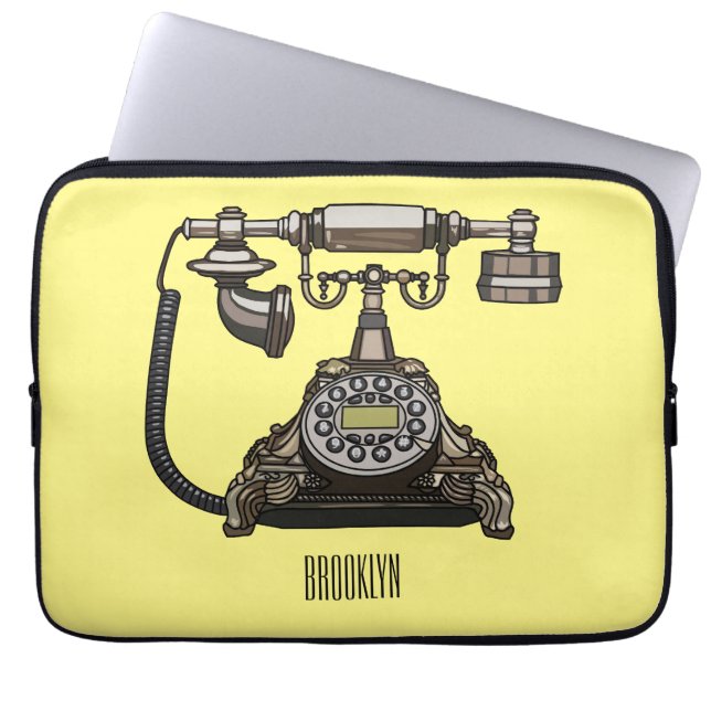 Telephone cartoon illustration laptop sleeve (Front)