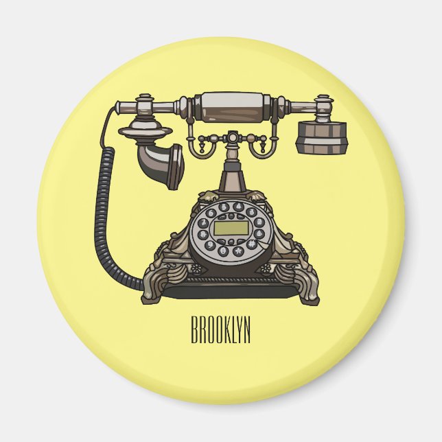 Telephone cartoon illustration magnet (Front)
