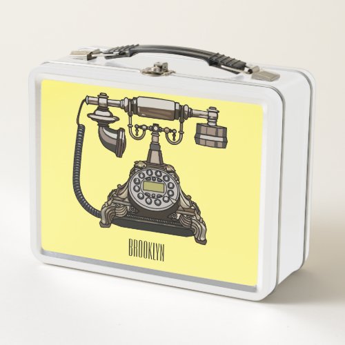 Telephone cartoon illustration metal lunch box