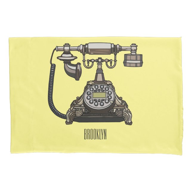 Telephone cartoon illustration pillow case (Front)