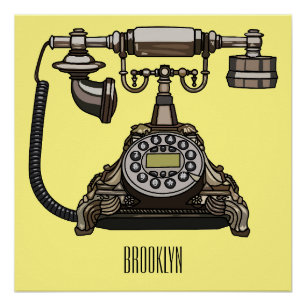 Telephone cartoon illustration poster