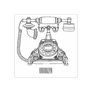 Telephone cartoon illustration rubber stamp