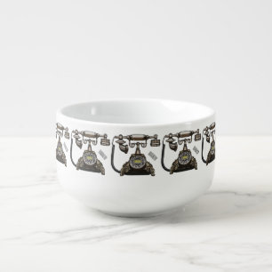 Telephone cartoon illustration soup mug