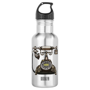 Telephone cartoon illustration stainless steel water bottle