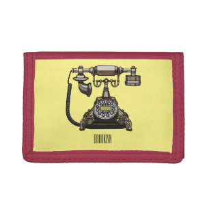 Telephone cartoon illustration tri-fold wallet