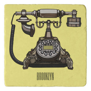 Telephone cartoon illustration trivet