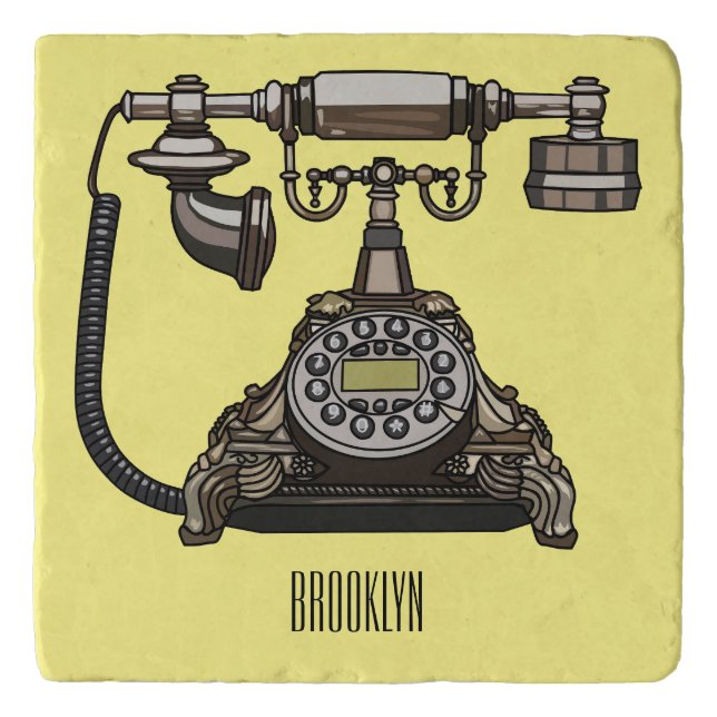 Telephone cartoon illustration trivet (Front)