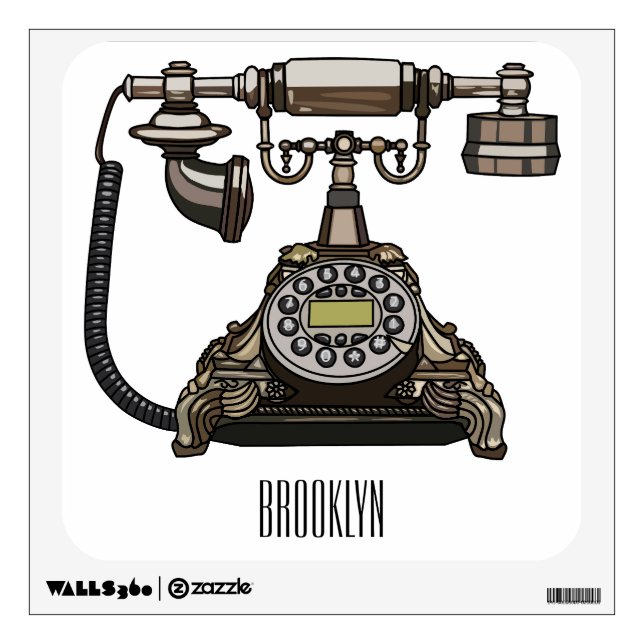Telephone cartoon illustration wall decal (Front)