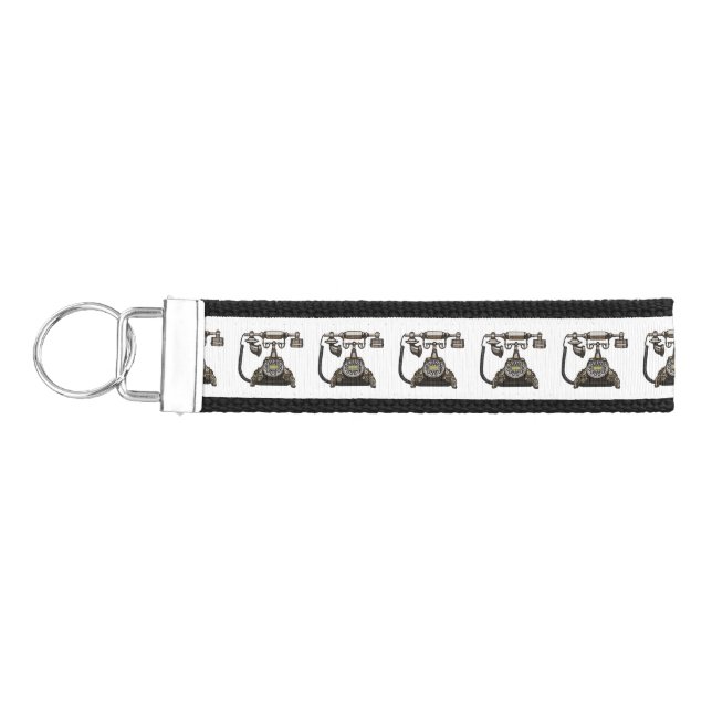 Telephone cartoon illustration wrist keychain (Keys on Left)