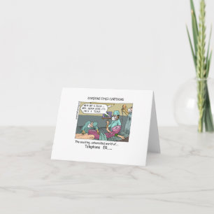 Telephone Code Blue Cartoon Funny Notecard