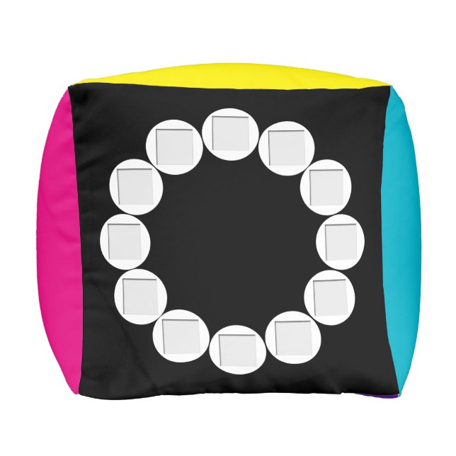 Telephone Dial Template Photo frame Add your image Pouf (Front)