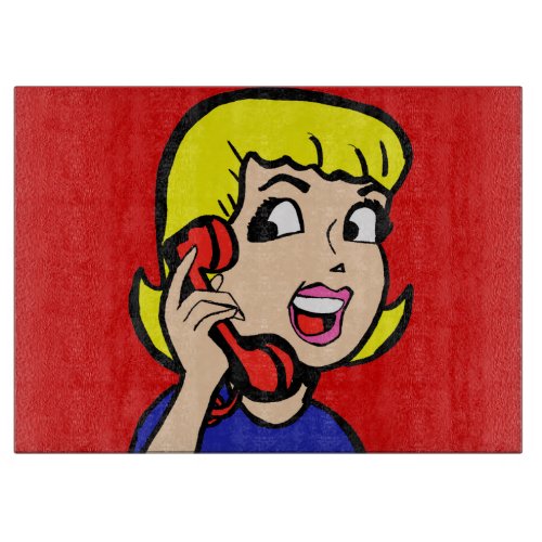 Telephone Girl Comic Strip Cutting Board