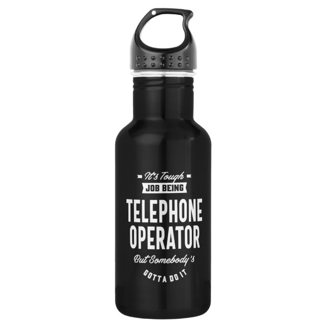 Telephone Operator Job Title Gift Stainless Steel Water Bottle (Front)