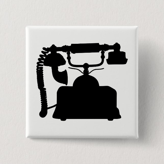 Telephone Silhouette Pinback Button (Front)