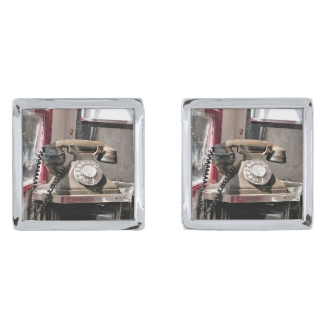 TELEPHONE SILVER CUFFLINKS (Front)